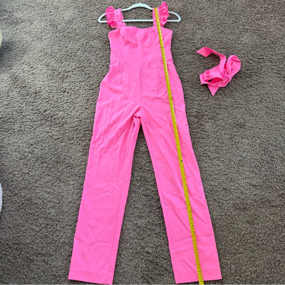 Lilly Pulitzer Eppley Neon Pink Jumpsuit Barbie Sleeveless Size XS 00 $228 - Picture 9 of 15
